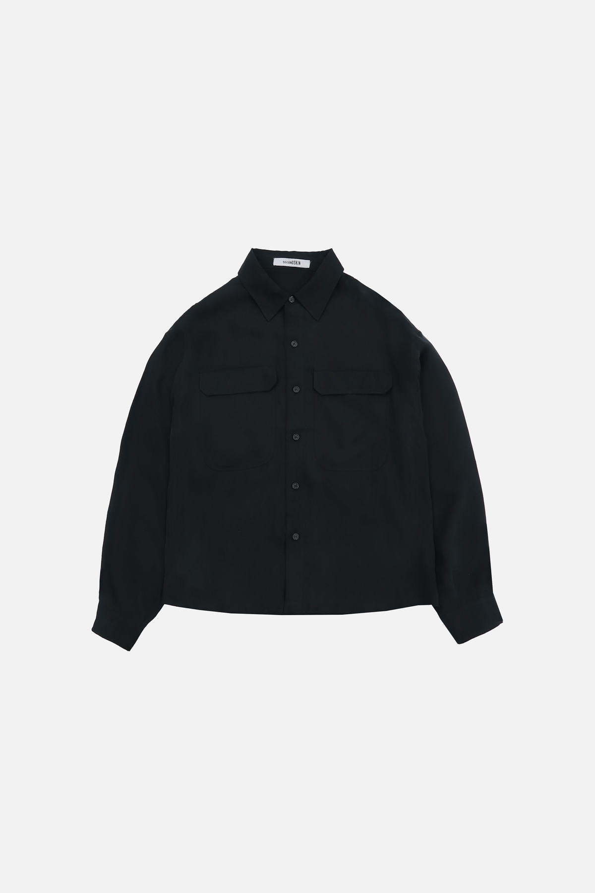 BOX CUPRO SHIRT — black flatlay